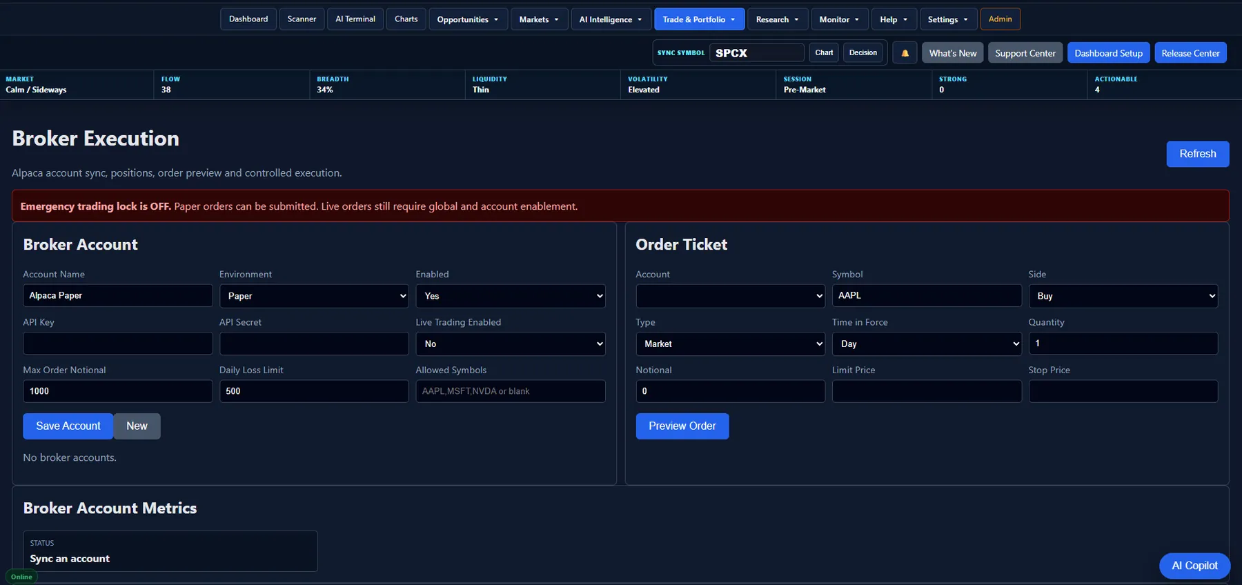 Broker Execution screenshot